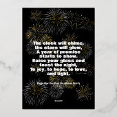 Elegante oudejaarsuitnodiging met vuurwerk folie uitnodiging (Achterkant)