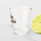 Elegante Oudengelse Lettering Gelukkig Kerstmis Shot Glas (Rechts)