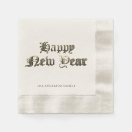 Elegante Oudengelse Lettering Gelukkig Nieuwjaar Servet