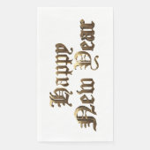 Elegante Oudengelse Lettering Gelukkig Nieuwjaar Servet (Voorkant)