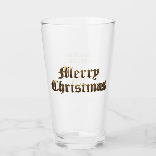 Elegante Oudengelse Lettering Vrolijk Kerstfeest Glas (Voorkant)