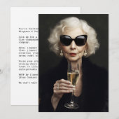 Elegante oudere vrouw met champagne kaart (Voorkant / Achterkant)