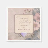 Elegante ouderwetse 60e diamanten bruiloft servet (Voorkant)