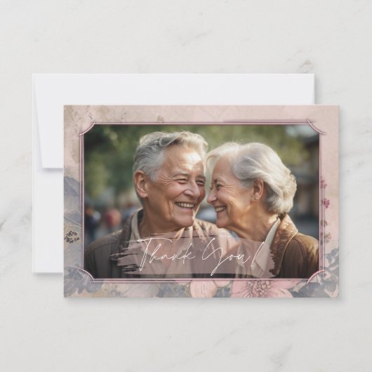 Elegante ouderwetse bruiloft dank u kaart (Voorkant)