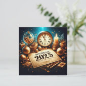 Elegante Oudjaarsavond 2025 viering Feestdagenkaart (Staand voorkant)