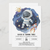 Elegante Outerspace Kinder Astronaut Boy Verjaarda Kaart (Voorkant / Achterkant)