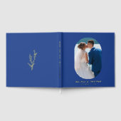 Elegante ovale foto Elegante bruiloft Blauw Custom Gastenboek (Volledig)