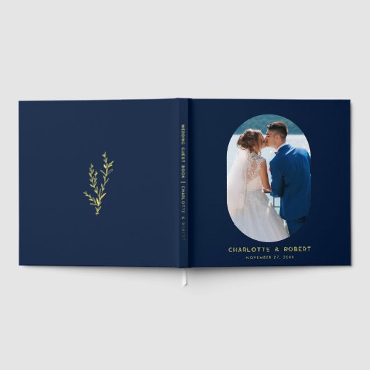 Elegante ovale foto Elegante bruiloft op maat Gastenboek (Volledig)