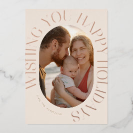 Elegante ovale foto ingesloten verijdelde begroeti folie feestdagenkaart