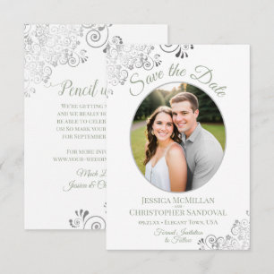 Elegante Ovale Foto Salie Groen Zilveren Krullen B Save The Date