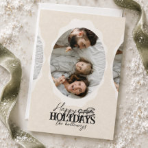 Elegante ovale fotokaart voor de feestdagen met sc
