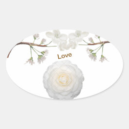 Elegante ovale huwelijksstickers met bloemen – "Li Ovale Sticker