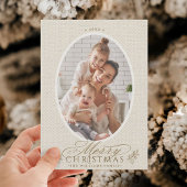Elegante ovale lijst Kerstmis foto Feestdagenkaart