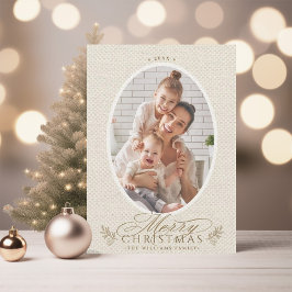Elegante ovale lijst Kerstmis foto Feestdagenkaart