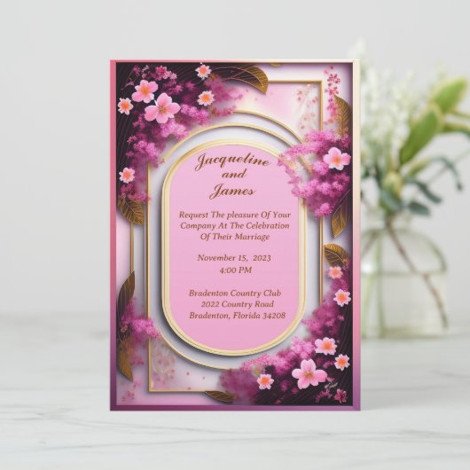 Elegante Ovale Roze Wildflower Kaart (Staand voorkant)