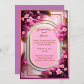 Elegante Ovale Roze Wildflower Kaart (Voorkant / Achterkant)