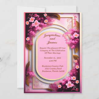 Elegante Ovale Roze Wildflower Kaart