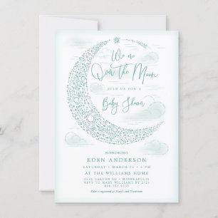 Elegante Over de Maan Baby Shower Geslacht Neutraa Kaart