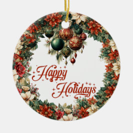 Elegante overdadige kerstkrans ornamentale bubbels keramisch ornament