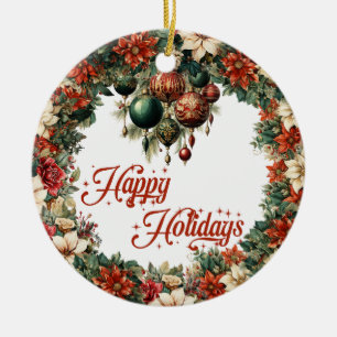 Elegante overdadige kerstkrans ornamentale bubbels keramisch ornament