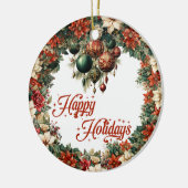 Elegante overdadige kerstkrans ornamentale bubbels keramisch ornament (Links)