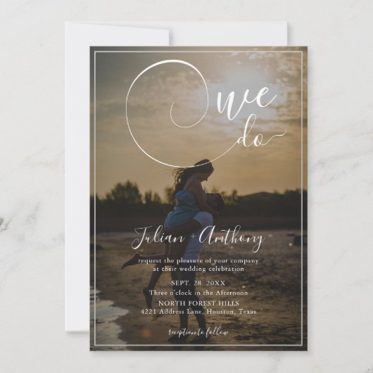 Elegante overlay 2 foto bruiloft kaart (Voorkant)