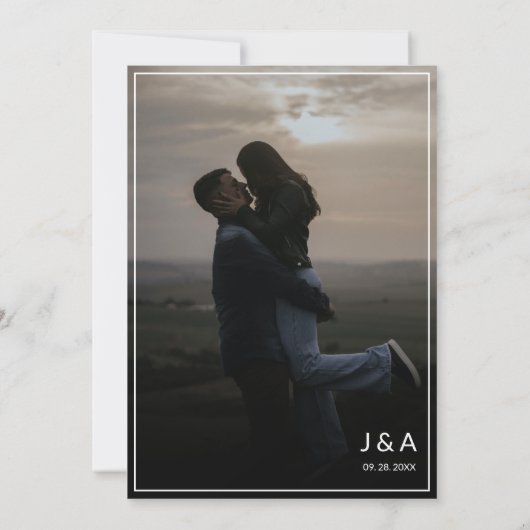 Elegante overlay 2 foto bruiloft kaart (Achterkant)