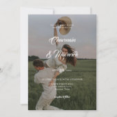 Elegante overlay 2 foto met QR-code bruiloft Kaart (Voorkant)