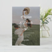 Elegante overlay 2 foto met QR-code bruiloft Kaart (Staand voorkant)