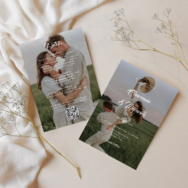 Elegante overlay 2 foto met QR-code bruiloft Kaart