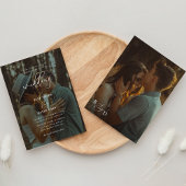 Elegante Overlay 2 Fotoscript Monogram Bruiloft Kaart