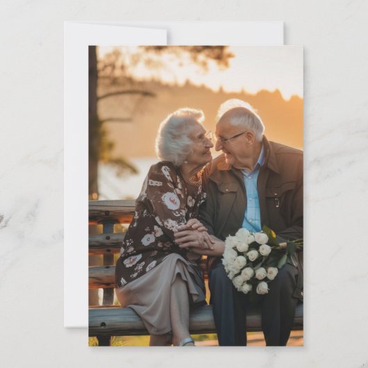 Elegante Overlay 50ste bruiloft Jubileum 2 Foto Kaart (Achterkant)