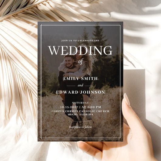 Elegante Overlay Eenvoudige Fotobruiloft Kaart