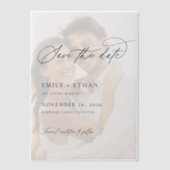 Elegante overlay foto bruiloft Bewaar de datum Vellum Uitnodigingen (Voorkant)