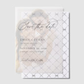 Elegante overlay foto bruiloft Bewaar de datum Vellum Uitnodigingen (Offset (Uitnodiging))
