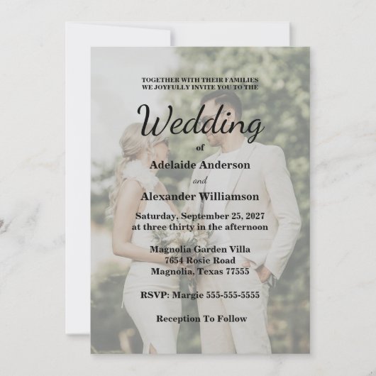 Elegante Overlay Foto Bruiloft Kaart (Voorkant)