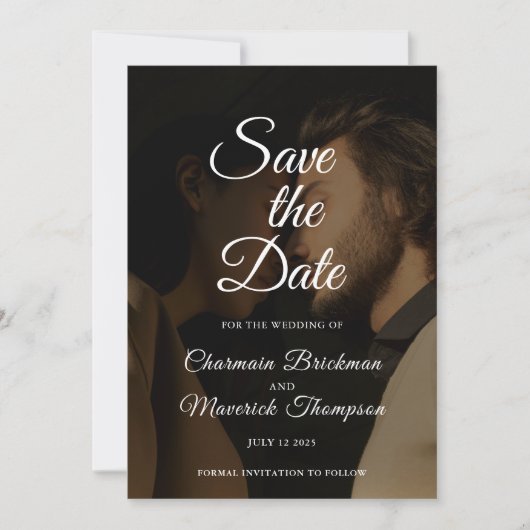 Elegante overlay foto bruiloft save the date (Voorkant)
