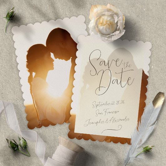 Elegante Overlay Foto Bruiloft Save the Date Kaart