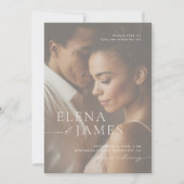 Elegante overlay foto ivoren bruiloft kaart (Voorkant)