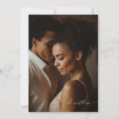 Elegante overlay foto ivoren bruiloft kaart (Achterkant)