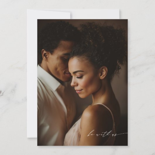 Elegante overlay foto ivoren bruiloft kaart (Achterkant)