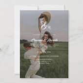 Elegante Overlay Foto Monogram Budget Huwelijk Kaart (Voorkant)