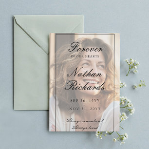 Elegante Overlay Foto Viering van het Leven Funera Kaart
