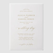 Elegante overlay gouden en witte bruiloft vellum uitnodigingen (Voorkant)