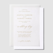 Elegante overlay gouden en witte bruiloft vellum uitnodigingen (Offset)