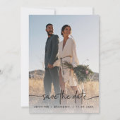 Elegante overlay kalligrafie Save the Date Foto Kaart (Voorkant)