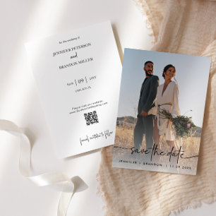Elegante overlay kalligrafie Save the Date foto Kaart