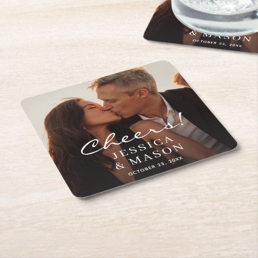 Elegante overlay Modern Wedding Cheers Onderzetter (Schuin)