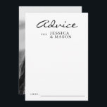 Elegante overlay Moderne bruiloft advies Kaarten<br><div class="desc">Vraag al je bruiloftsgasten om hun beste advies voor de pasgetrouwden te delen! Eenvoudig aan te passen met uw namen en foto op de achterkant.</div>