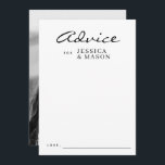 Elegante overlay Moderne bruiloft advies Kaarten<br><div class="desc">Vraag al je bruiloftsgasten om hun beste advies voor de pasgetrouwden te delen! Eenvoudig aan te passen met uw namen en foto op de achterkant.</div>